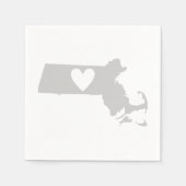 Massachusetts Map Vorm Heart Cutout Paper Party Servet (Voorkant)