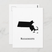 Massachusetts Map - Zwart-wit Modern Briefkaart (Voorkant / Achterkant)