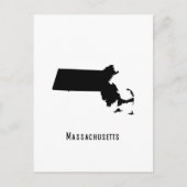 Massachusetts Map - Zwart-wit Modern Briefkaart (Voorkant)