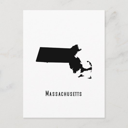 Massachusetts Map - Zwart-wit Modern Briefkaart (Voorkant)