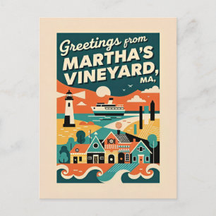 Massachusetts Martha's Vineyard jaren 50 Retro Briefkaart