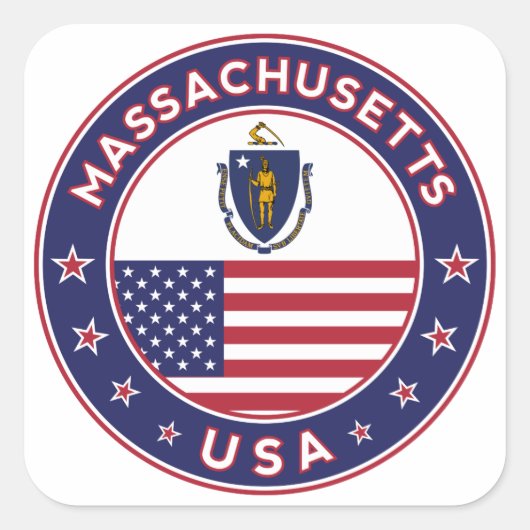 Massachusetts, Massachusetts sticker, telefoonzaak Vierkante Sticker (Voorkant)