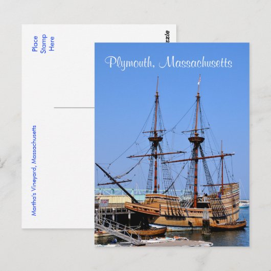 Massachusetts Mayflower Ship Briefkaart (Voorkant / Achterkant)