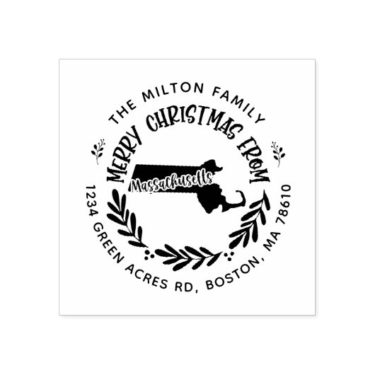 massachusetts merry kerst return address rubberstempel (Afrduk)