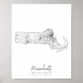 Massachusetts Minimal Street Map Poster (Voorkant)