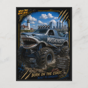 Massachusetts Monster Truck Off Road Kunst Briefkaart