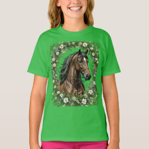 Massachusetts Morgan Horse En Meidoornbloemen T-shirt