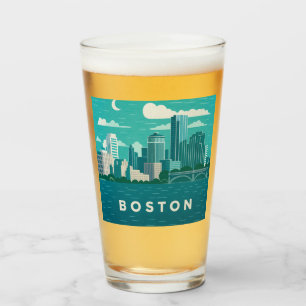 Massachusetts Nachtelijke Stadsgezicht Boston St Glas