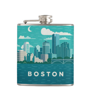 Massachusetts Nachtelijke Stadsgezicht Boston St Heupfles
