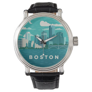 Massachusetts Nachtelijke Stadsgezicht   Boston St Horloge