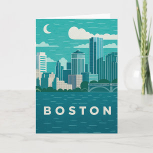 Massachusetts Nachtelijke Stadsgezicht Boston St Kaart