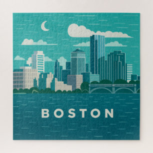 Massachusetts Nachtelijke Stadsgezicht Boston St Legpuzzel