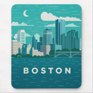 Massachusetts Nachtelijke Stadsgezicht Boston St Muismat