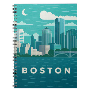 Massachusetts Nachtelijke Stadsgezicht Boston St Notitieboek