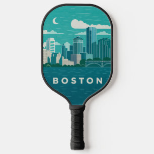 Massachusetts Nachtelijke Stadsgezicht Boston St Pickleball Paddle
