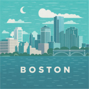 Massachusetts Nachtelijke Stadsgezicht Boston St Sticker