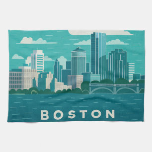 Massachusetts Nachtelijke Stadsgezicht Boston St Theedoek