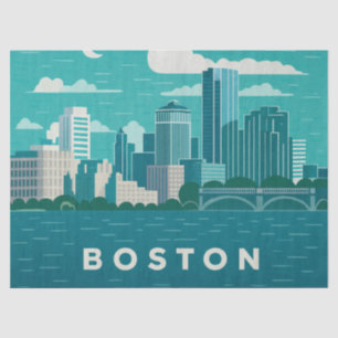 Massachusetts Nachtelijke Stadsgezicht Boston St Tissuepapier