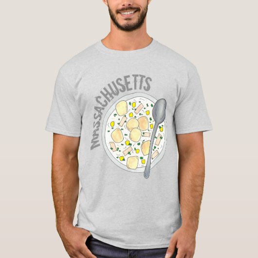 Massachusetts New England Clam Chowder Foodie MA T-shirt (Voorkant)