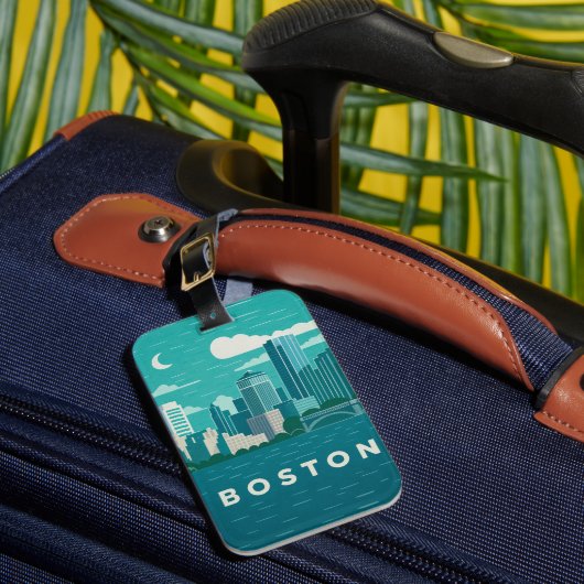 Massachusetts Night Cityscape | Boston City Bagagelabel (Voorkant Insitu 1)