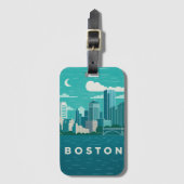 Massachusetts Night Cityscape | Boston City Bagagelabel (Voorkant (verticaal))
