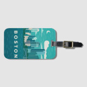 Massachusetts Night Cityscape | Boston City Bagagelabel (Voorkant (horizontaal))
