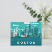Massachusetts Night Cityscape | Boston City Briefkaart (Staand voorkant)