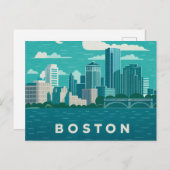 Massachusetts Night Cityscape | Boston City Briefkaart (Voorkant / Achterkant)