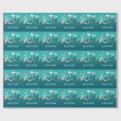 Massachusetts Night Cityscape | Boston City Cadeaupapier (Vlak)