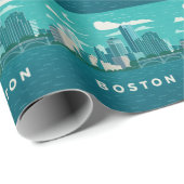 Massachusetts Night Cityscape | Boston City Cadeaupapier (Rol Hoek)