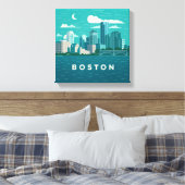 Massachusetts Night Cityscape | Boston City Canvas Afdruk (Insitu (Slaapkamer))