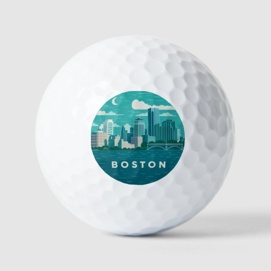 Massachusetts Night Cityscape | Boston City Golfballen (Voorkant)