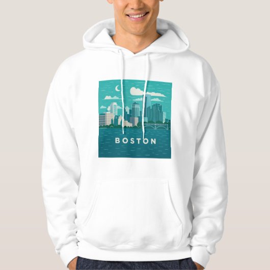 Massachusetts Night Cityscape | Boston City Hoodie (Voorkant)