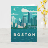 Massachusetts Night Cityscape | Boston City Kaart (Gele Bloem)