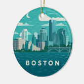 Massachusetts Night Cityscape | Boston City Keramisch Ornament (Links)