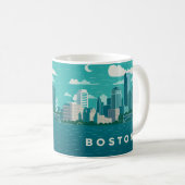 Massachusetts Night Cityscape | Boston City Koffiemok (Voorkant rechts)