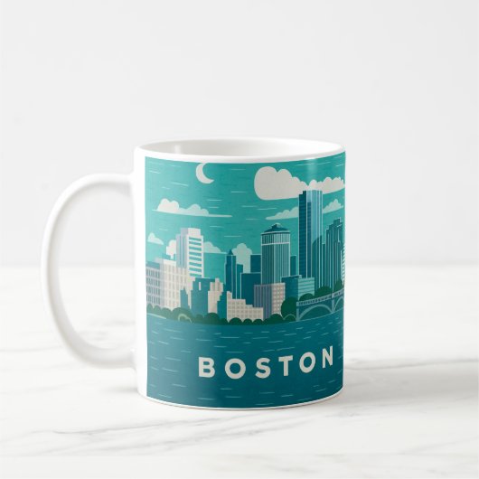 Massachusetts Night Cityscape | Boston City Koffiemok (Links)