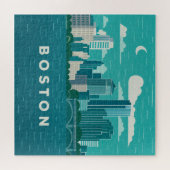 Massachusetts Night Cityscape | Boston City Legpuzzel (Horizontaal)