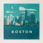 Massachusetts Night Cityscape | Boston City Legpuzzel (Verticaal)