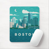 Massachusetts Night Cityscape | Boston City Muismat (Met muis)