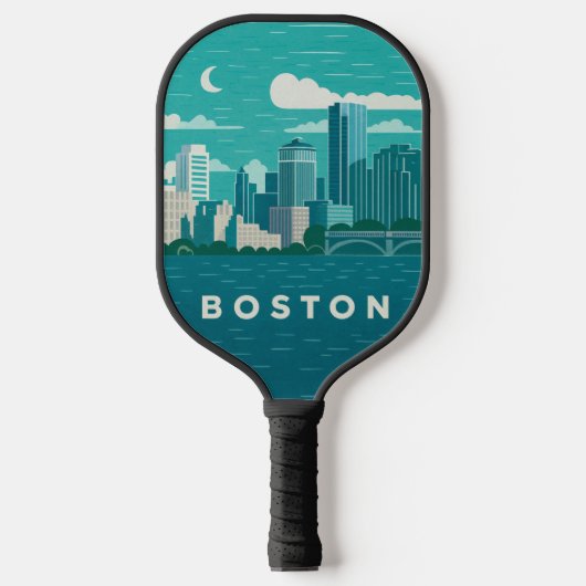 Massachusetts Night Cityscape | Boston City Pickleball Paddle (Voorkant)