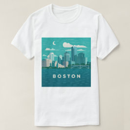 Massachusetts Night Cityscape | Boston City T-shirt