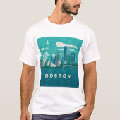 Massachusetts Night Cityscape | Boston City T-shirt (Voorkant)