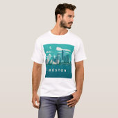 Massachusetts Night Cityscape | Boston City T-shirt (Voorkant volledig)