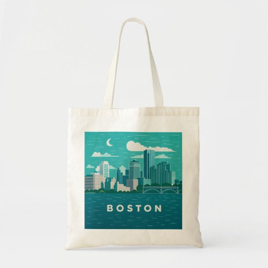 Massachusetts Night Cityscape | Boston City Tote Bag (Voorkant)