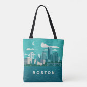 Massachusetts Night Cityscape | Boston City Tote Bag (Achterkant)