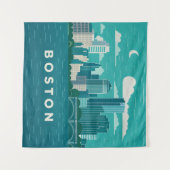 Massachusetts Night Cityscape | Boston City Wandkleed (Voorkant (horizontaal))