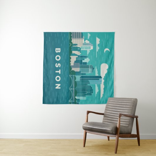 Massachusetts Night Cityscape | Boston City Wandkleed (In Situ (horizontaal))