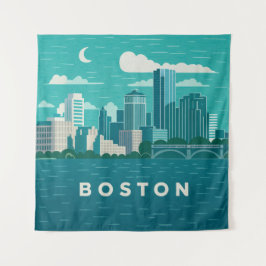 Massachusetts Night Cityscape | Boston City Wandkleed