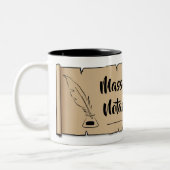 Massachusetts Notional Public Scroll Feather Quill Tweekleurige Koffiemok (Links)